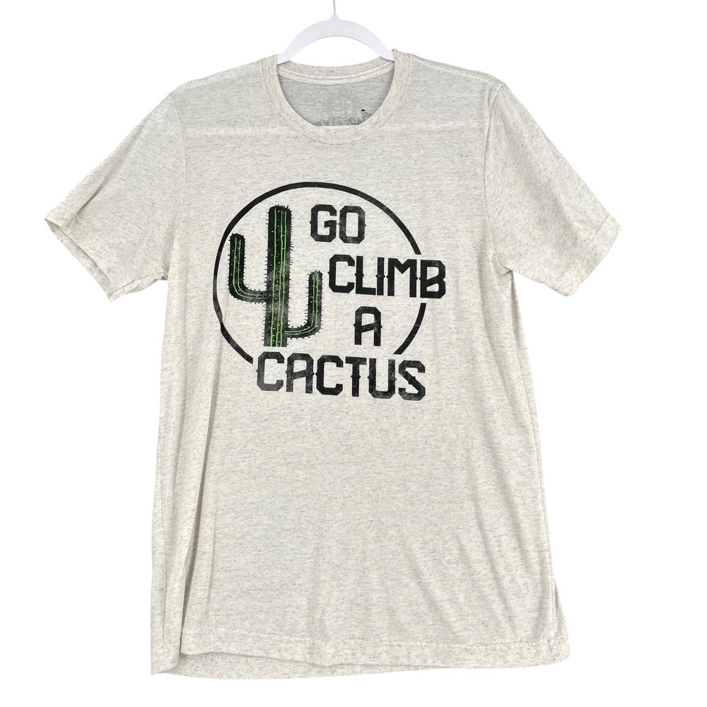 Camp Hayden Go Climb A Cactus Graphic Tee Women Medium Tri-Blend Heather Gray